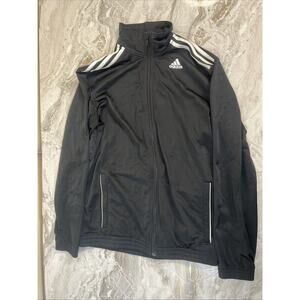 Adidas Black & White Striped Track Suit Jacket Zip Up Size Large